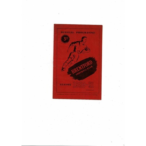 1950/51 Brentford v Barnsley Football Programme