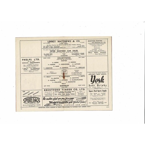 1950/51 Brentford v Barnsley Football Programme