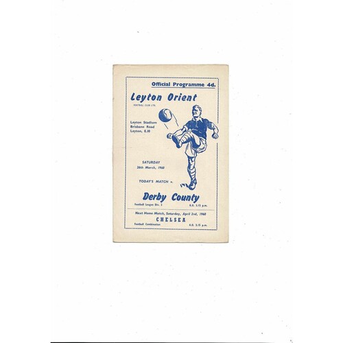 1959/60 Leyton Orient v Derby County Football Programme