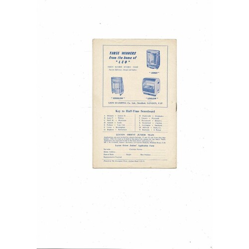 1959/60 Leyton Orient v Derby County Football Programme