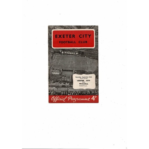 1959/60 Exeter City v Walsall Football Programme