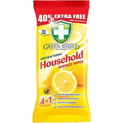 GreenShield Anti Bacterial Household Surface Wipes 70Pk