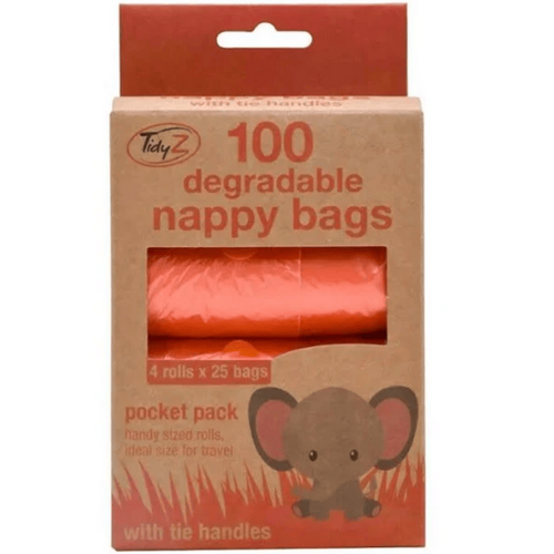 Tidyz Very Strong Degradable Nappy Bags With Tie Handles - 32 x 36cm - Pack Of 100
