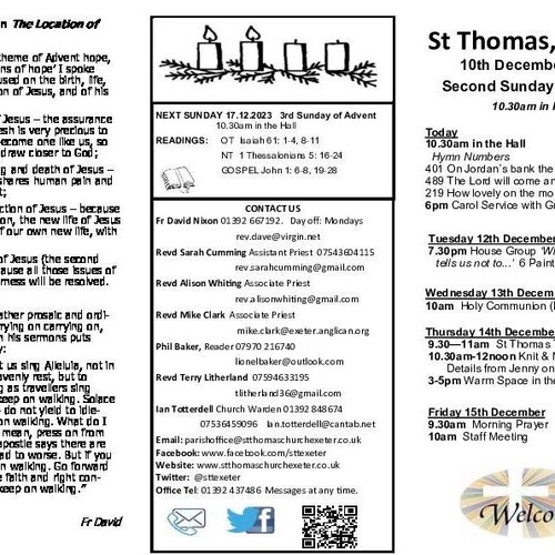 Pew Sheet | The Parish of St Thomas, Exeter