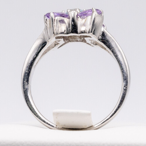 925 Sterling Silver Ring with Amethyst and Aquamarine Gem Stones