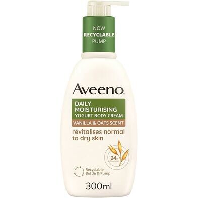 Aveeno Daily Moisturising Yogurt Body Cream, Vanilla & Oat Scent, 300ml