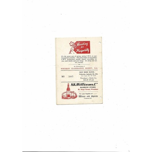 1956/57 Wrexham v Bradford Park Avenue Football Programme