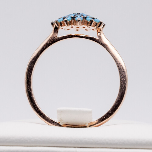 Blue Agate Set on Rose Gold Plated 925 Sterling Silver Ring