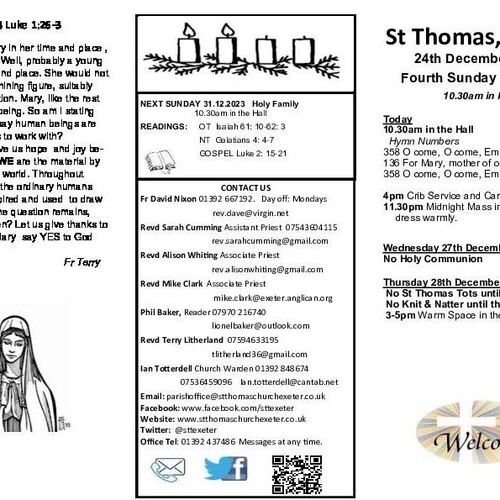 Pew Sheet | The Parish of St Thomas, Exeter