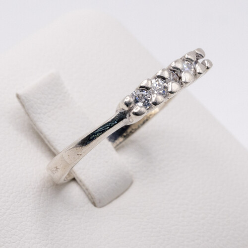 Rhodium plated 925 Sterling Silver Semi Eternity Style Ring with Zirconia Stones