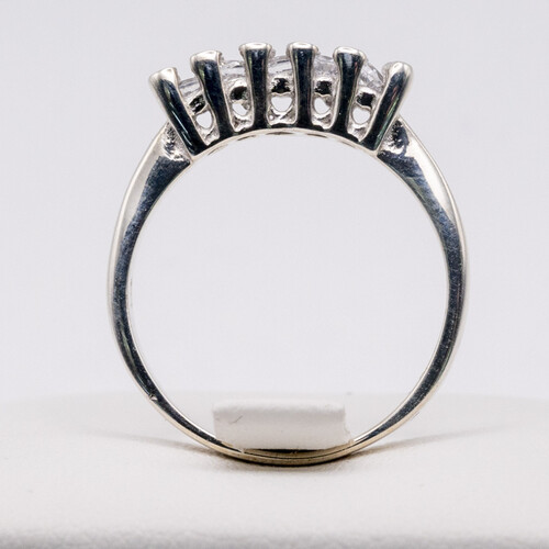 Rhodium plated 925 Sterling Silver Semi Eternity Style Ring with Zirconia Stones