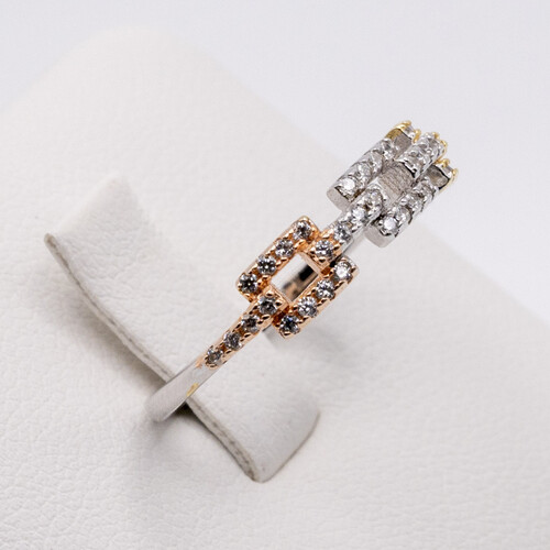 Gold plated 925 Sterling Silver Semi Eternity Style Ring with Zirconia Stones