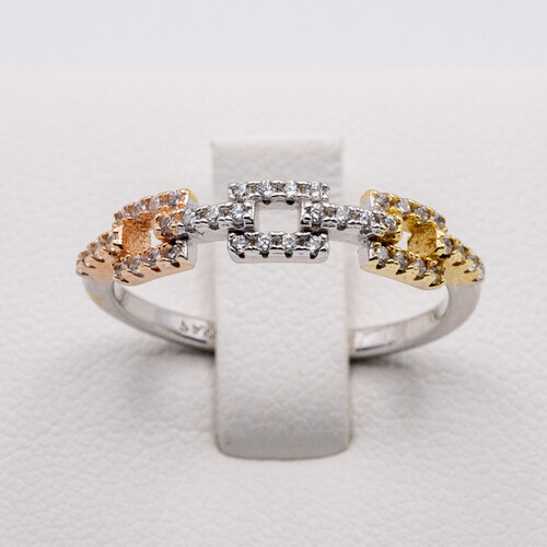 Gold plated 925 Sterling Silver Semi Eternity Style Ring with Zirconia Stones