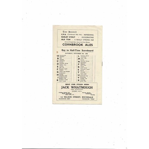 1958/59 Rochdale v Accrington Stanley Football Programme