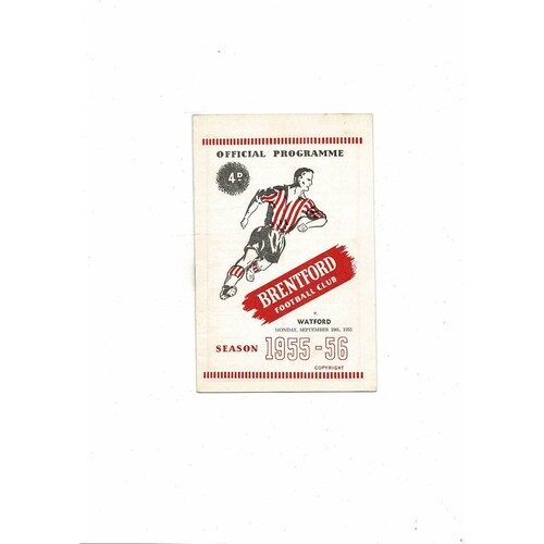 1955/56 Brentford v Watford Football Programme