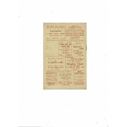 1950/51 Huddersfield v Leeds (18/11/1950) Rugby League Programme Bob Nicholson Testimonial