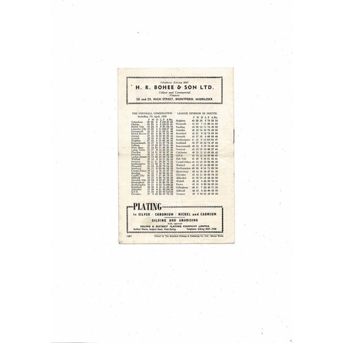 1957/58 Brentford v Southampton Football Programme