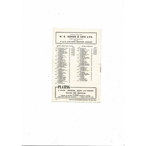 1957/58 Brentford v Watford Football Programme