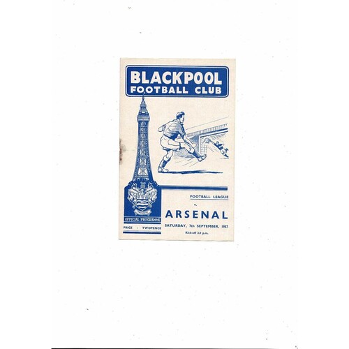 1957/58 Blackpool v Arsenal Football Programme