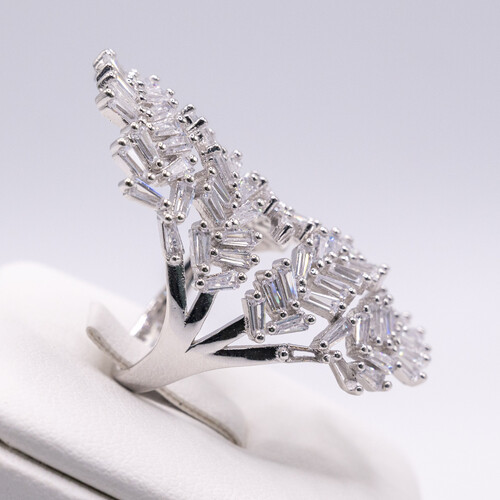 Adjustable Leaf Wrap Design Multi Paved Zirconia set on 925 Sterling Silver Ring