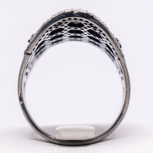 Multi Paved Zirconia set on Antique 925 Sterling Silver Thumb Ring