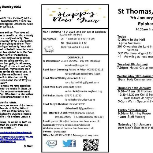 Pew Sheet | The Parish of St Thomas, Exeter