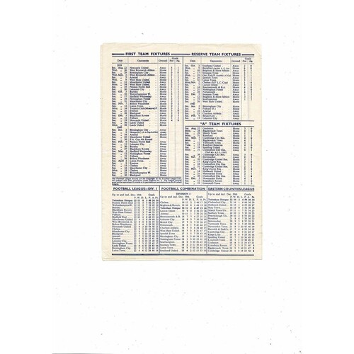 1959/60 Tottenham Hotspur v Leeds United Football Programme