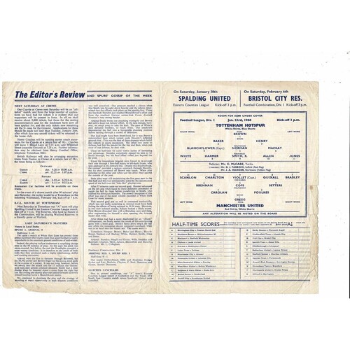 1959/60 Tottenham Hotspur v Manchester United Football Programme