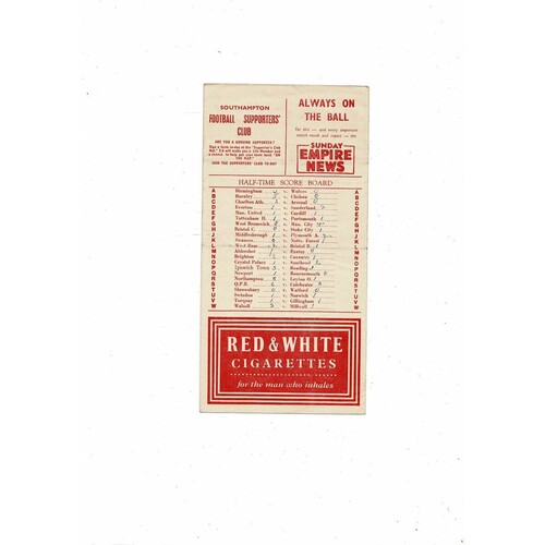 1955/56 Southampton v Brentford Football Programme