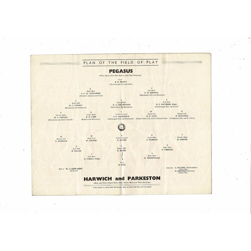 1953 Pegasus v Harwich & Parkeston Amateur Cup Final Football Programme