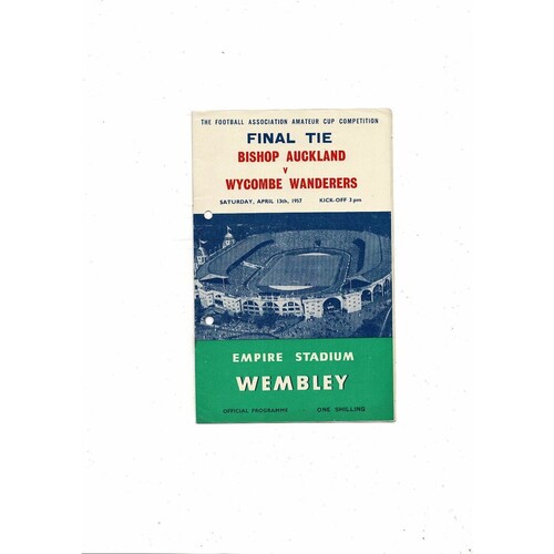 1957 Bishop Auckland v Wycombe Wanderers Amateur Cup Final Football Programme