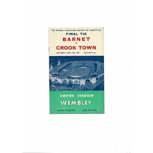 1959 Barnet v Crook Town Amateur Cup Final Football Programme