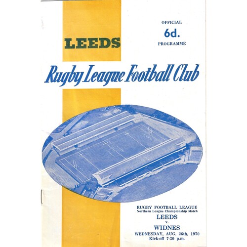 1970/71 Leeds v Widnes (26/08/1970) Rugby League Programme