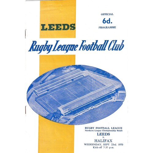 1970/71 Leeds v Halifax (23/09/1970) Rugby League Programme