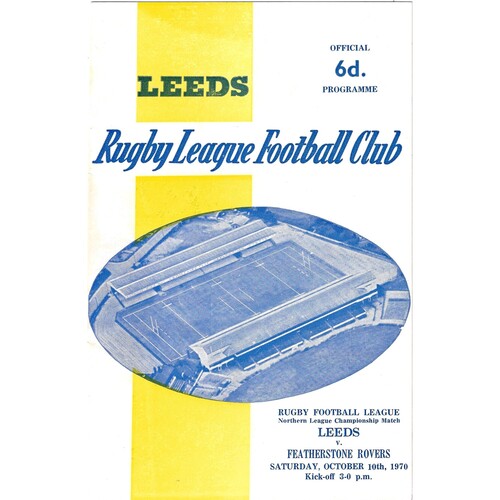 1970/71 Leeds v Featherstone Rovers (10/10/1970) Rugby League Programme