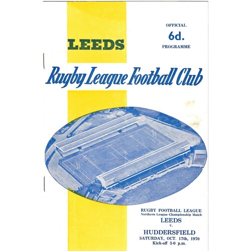 1970/71 Leeds v Huddersfield (17/10/1970) Rugby League Programme