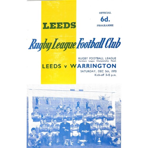 1970/71 Leeds v Warrington (05/12/1970) Rugby League Programme
