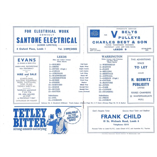1970/71 Leeds v Warrington (05/12/1970) Rugby League Programme