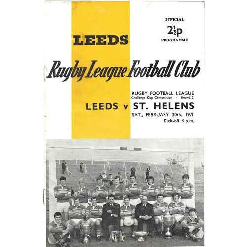 1970/71 Leeds v St. Helens (20/02/1971) Rugby Challenge Cup 2nd Round Rugby League Programme