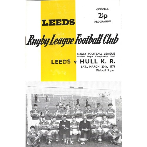 1970/71 Leeds v Hull Kingston Rovers (20/03/1971) Rugby League Programme
