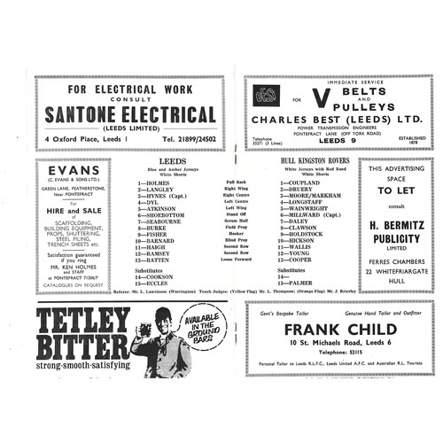 1970/71 Leeds v Hull Kingston Rovers (20/03/1971) Rugby League Programme