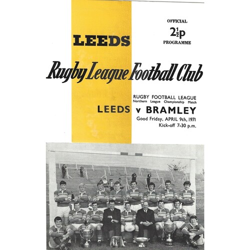 1970/71 Leeds v Bramley (09/04/1971) Rugby League Programme