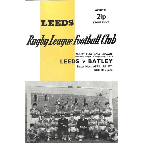 1970/71 Leeds v Batley (12/04/1971) Rugby League Programme