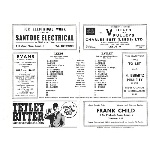 1970/71 Leeds v Batley (12/04/1971) Rugby League Programme