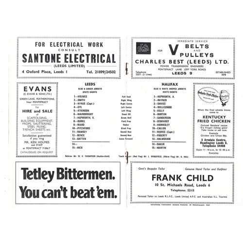 1971/72 Leeds v Halifax (04/12/1971) Rugby League Programme