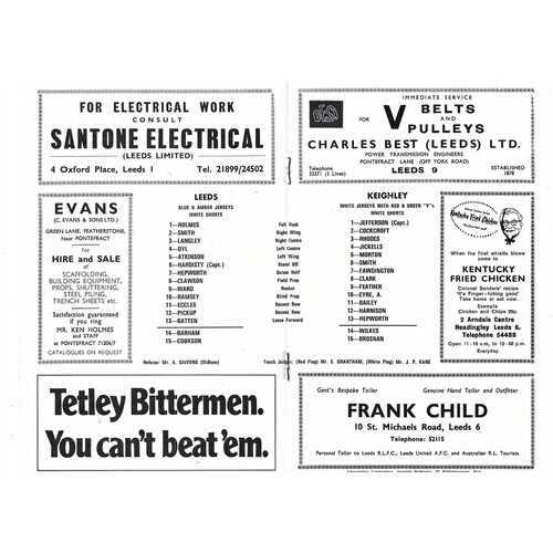 1971/72 Leeds v Keighley (18/03/1972) Rugby League Programme