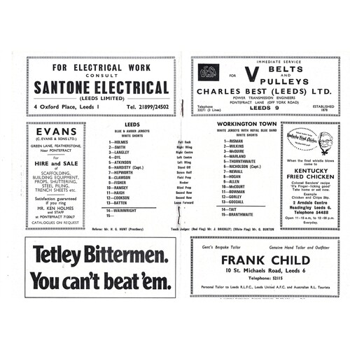 1971/72 Leeds v Workington Town (25/03/1972) Rugby League Programme