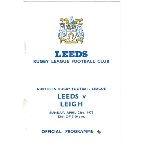 1971/72 Leeds v Leigh (23/04/1972) Championship Play-off Rugby League Programme