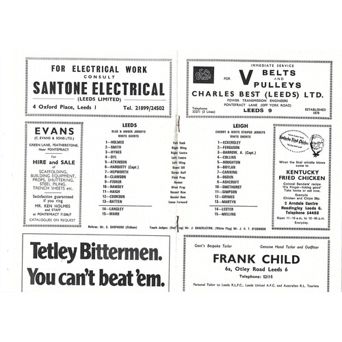 1971/72 Leeds v Leigh (23/04/1972) Championship Play-off Rugby League Programme