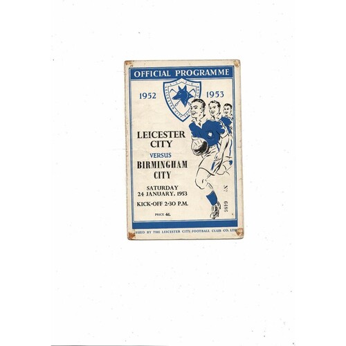 1952/53 Leicester City v Birmigham City Football Programme